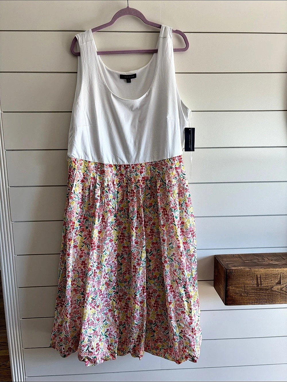 Tommy Hilfiger Floral Maxi Dress in White & Pink Size 2XL NWT